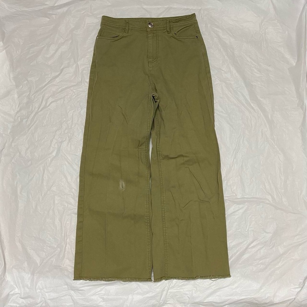 Khaki wide leg bootcut jeans